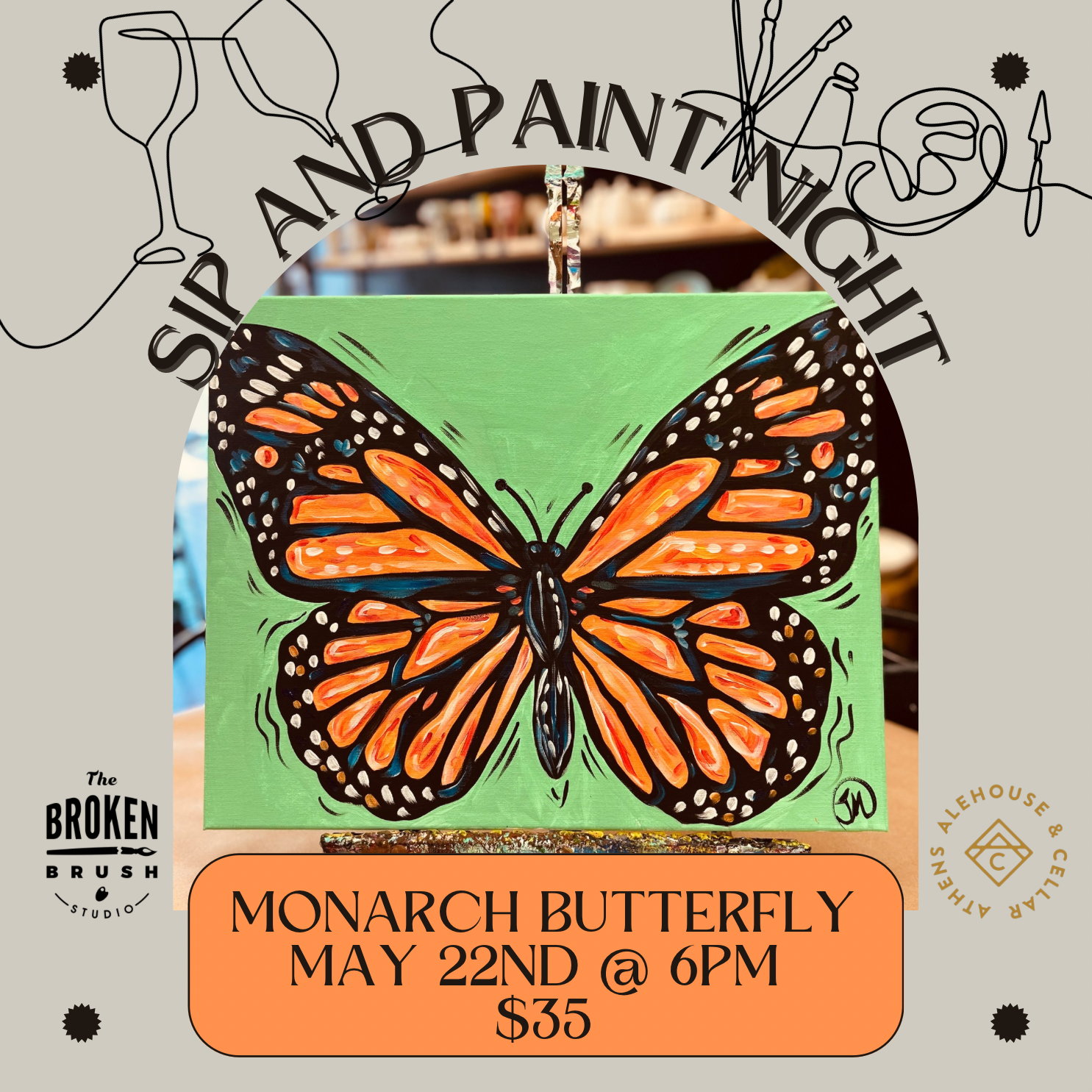 Athens Alehouse Sip and Paint Night The Broken Brush Studio